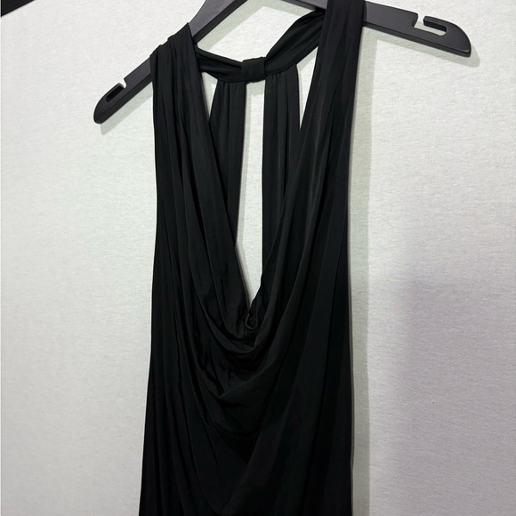 MARCIANO Black Dress with Cowl Neck, Low Back, and Ruffle Detailing - Picture 7 of 8